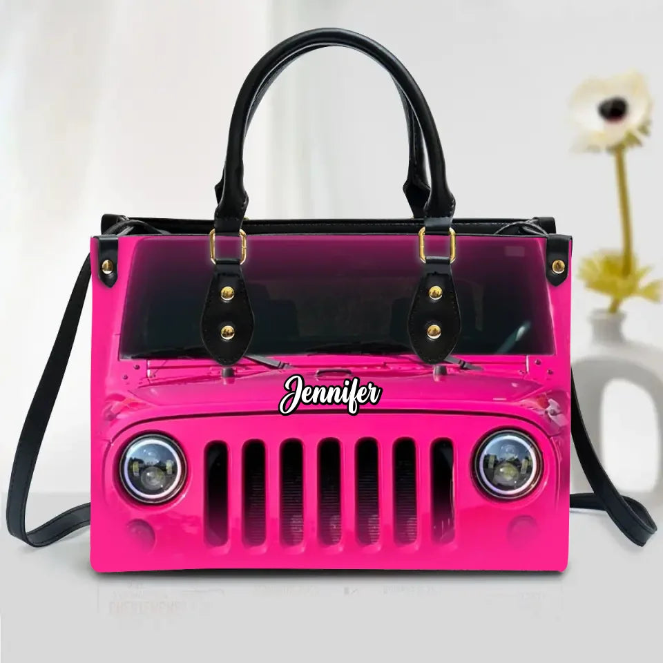 Personalized Off-road Car PU Leather Handbag With Long Straps - Gift Idea For Girl/Mom/Daughter