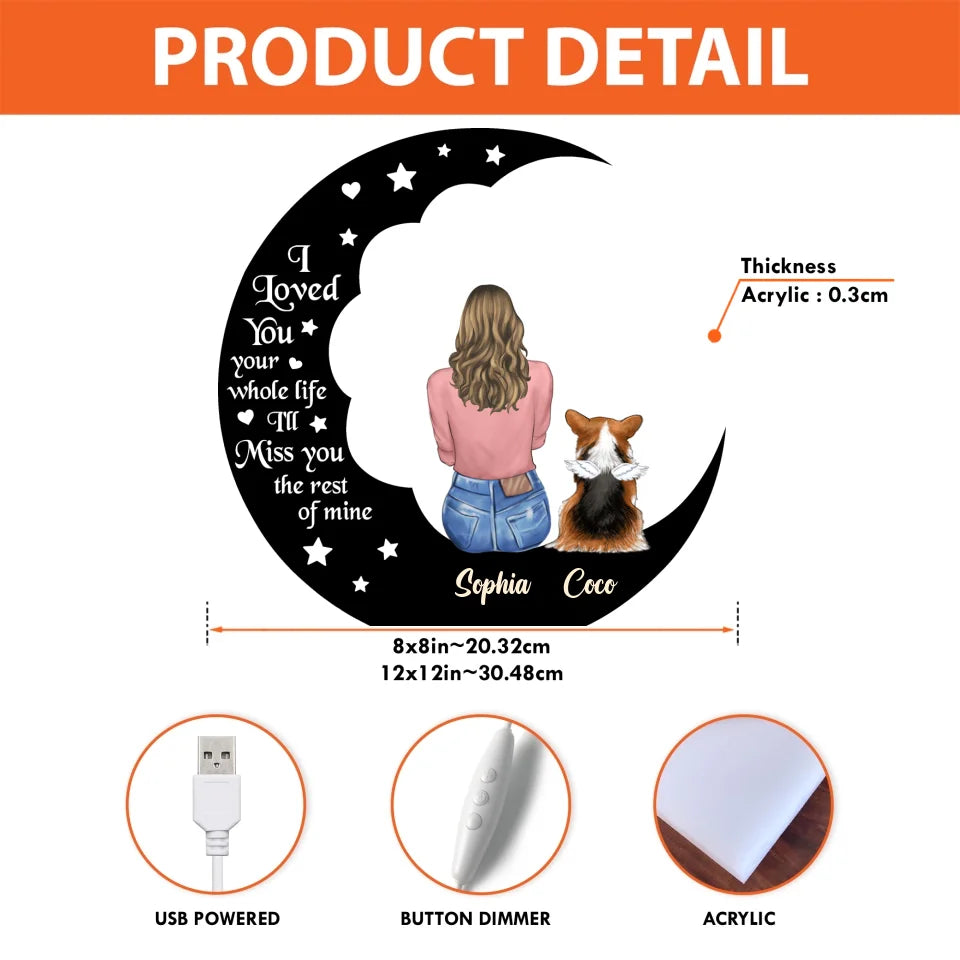 Personalized Memorial Pet Moon Light Box - Memorial Gift Idea For Dog/Cat/Rabbit Lover - I Loved You Your Whole Life