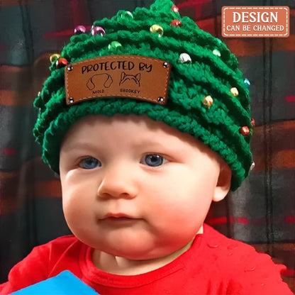 Personalized Crochet Christmas Tree Hat - Christmas Gift For Kids - Protected By Dogs