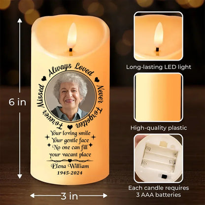 Personalized My Angel Wife Led Candle - Memorial Gift Idea - Upload Photo - Always Loved Never Forgotten Forever Missed