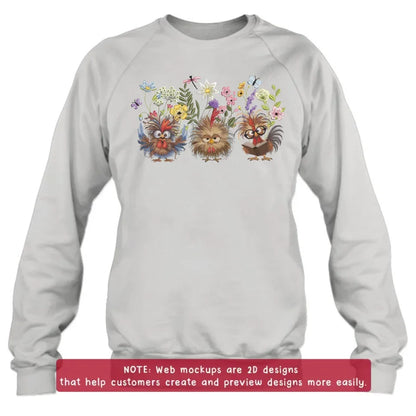 Personalized Chicken Flower Embroidered Sweatshirt - Gift Idea For Chicken Lover
