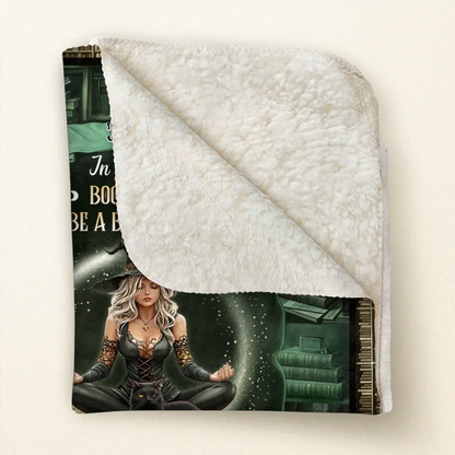 Personalized Book Witch Quilt/Fleece Throw Blanket - Gift For Witch Book Lover - In A World Of Book Worms Be A Book Witch