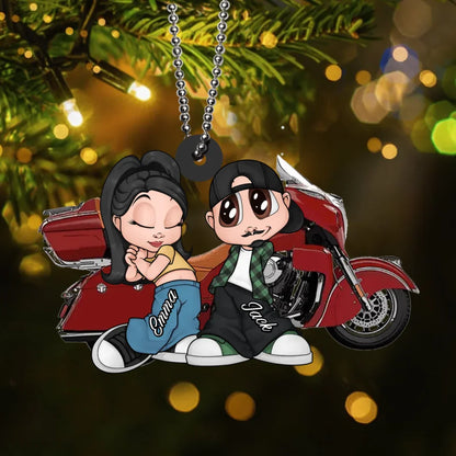 Personalized Chicano Couple Motorcycle Acrylic Keychain - Gift Idea For Couple