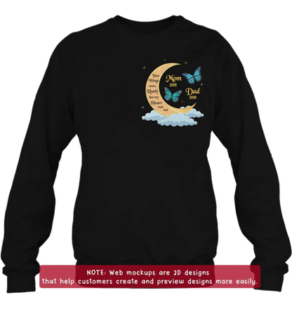 Personalized Memorial Butterflies Embroidered T-Shirt/Sweater/Hoodie - Memorial Gift Idea For Family Member - Your Wings Were Ready But My Heart Was Not