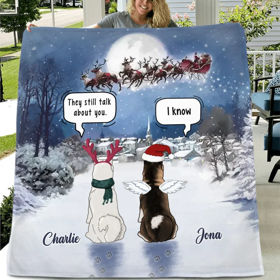 Personalized Memorial Dog Quilt/Fleece Throw Blanket - Memorial Gift Idea For Pet Lover - They Still Talk About You
