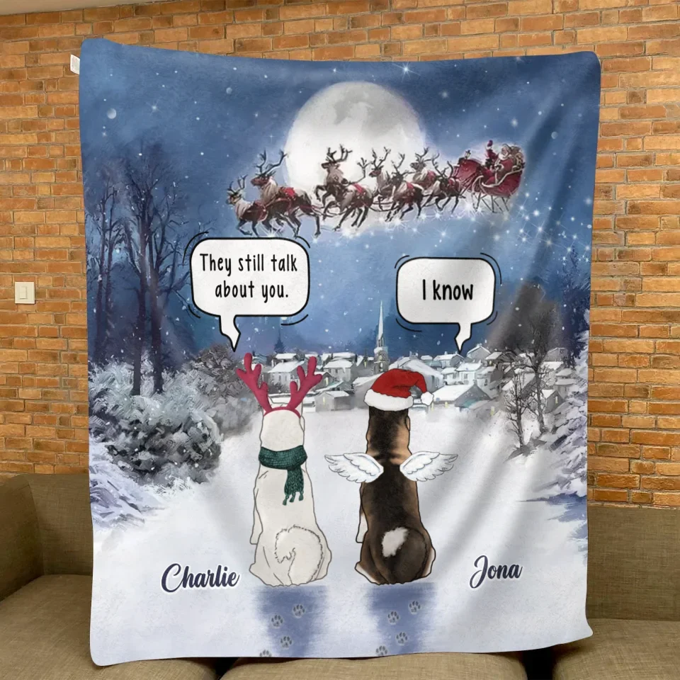 Personalized Memorial Dog Quilt/Fleece Throw Blanket - Memorial Gift Idea For Pet Lover - They Still Talk About You