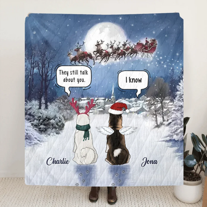 Personalized Memorial Dog Quilt/Fleece Throw Blanket - Memorial Gift Idea For Pet Lover - They Still Talk About You
