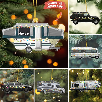 Personalized Camping Xmas Acrylic Ornament - Gift Idea For Family/Camping Lover