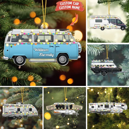 Personalized Camping Xmas Acrylic Ornament - Gift Idea For Family/Camping Lover