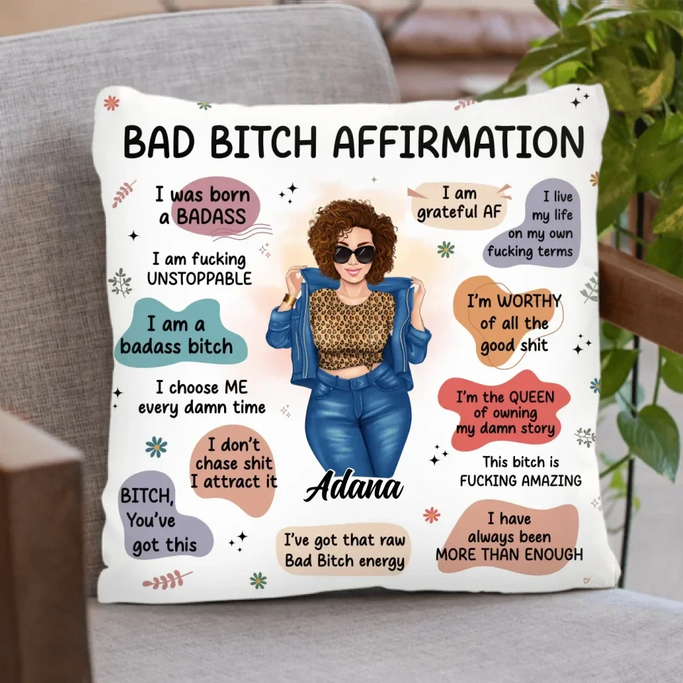 Personalized Bad Affirmations Pillow Cover - Gift Idea For Girl/Friend/ Daughter/Mom - I Was Born A Badass