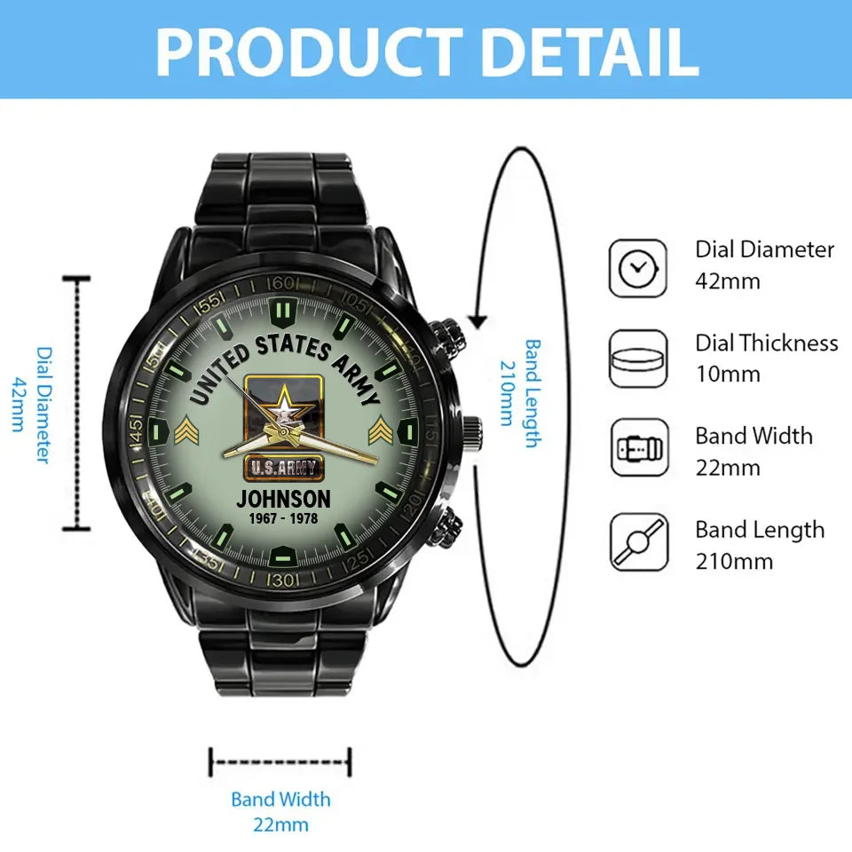 Personalized Military Watch - Veteran Gift Idea For Dad