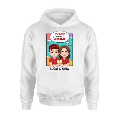 Personalized Couple T-shirt/Long Sleeve/Sweatshirt/Hoodie/Pillow Cover/Coffee Mug - Gift Idea For Couple - It Started With A Message
