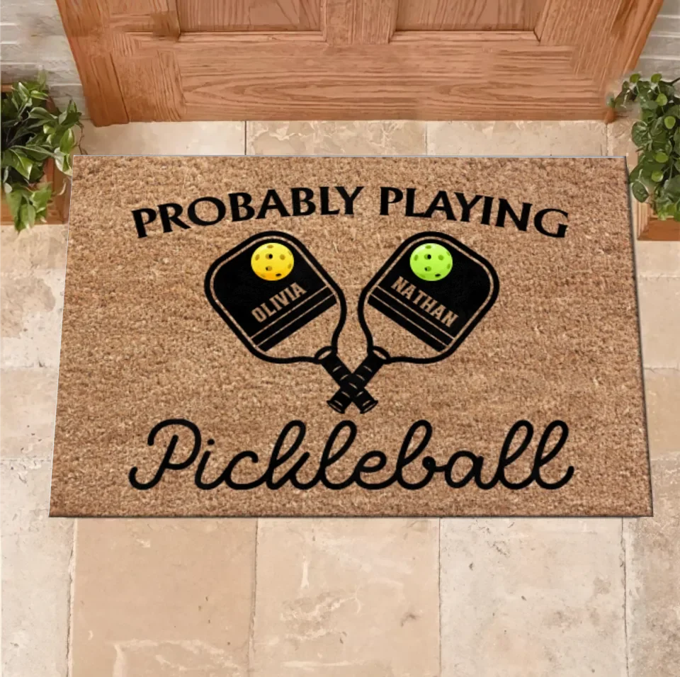 Personalized Pickleball Couple Doormat - Gift Idea For Couple - Probably Playing Pickleball