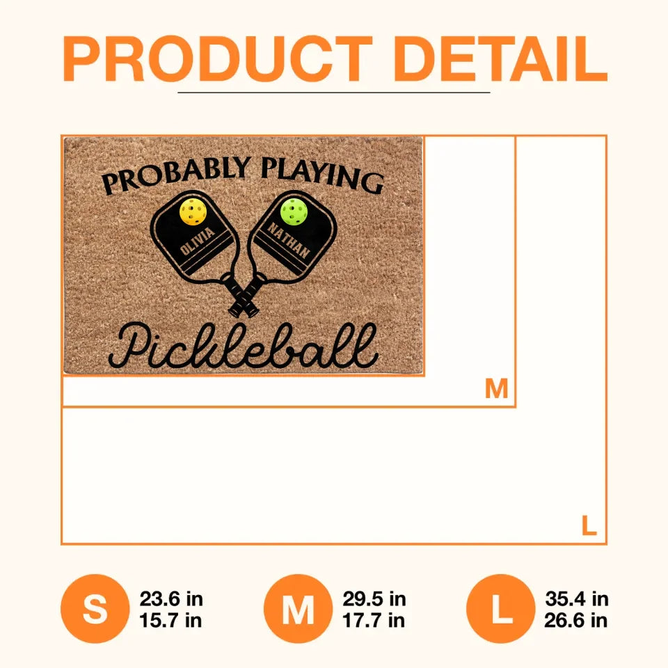 Personalized Pickleball Couple Doormat - Gift Idea For Couple - Probably Playing Pickleball