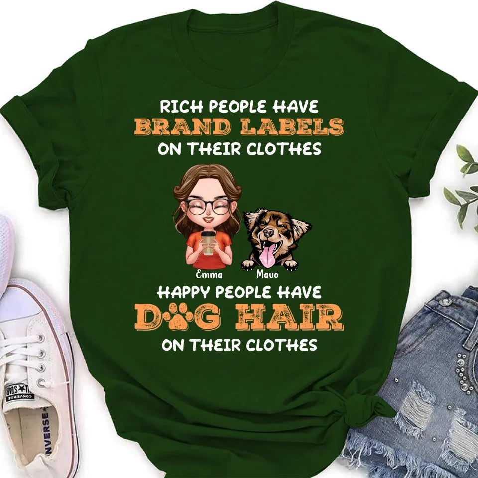 Personalized Dog Mom T-shirt/Long Sleeve/Sweatshirt/Hoodie - Gift Idea For Dog Lover - Up to 3 Dogs - Happy People Have Dog Hair On Their Clothes