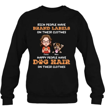 Personalized Dog Mom T-shirt/Long Sleeve/Sweatshirt/Hoodie - Gift Idea For Dog Lover - Up to 3 Dogs - Happy People Have Dog Hair On Their Clothes