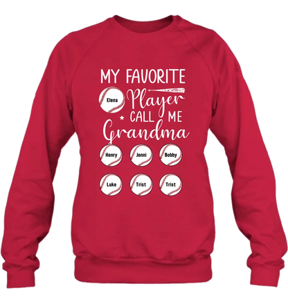Personalized Baseball T-Shirt - My Favorite Player Call Me Grandma