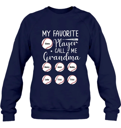 Personalized Baseball T-Shirt - My Favorite Player Call Me Grandma