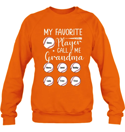 Personalized Baseball T-Shirt - My Favorite Player Call Me Grandma
