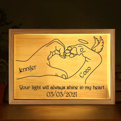Personalized Memorial Frame Light Box - Your Light Will Always Shine In My Heart - Memorial Gift Idea For Dog Owner