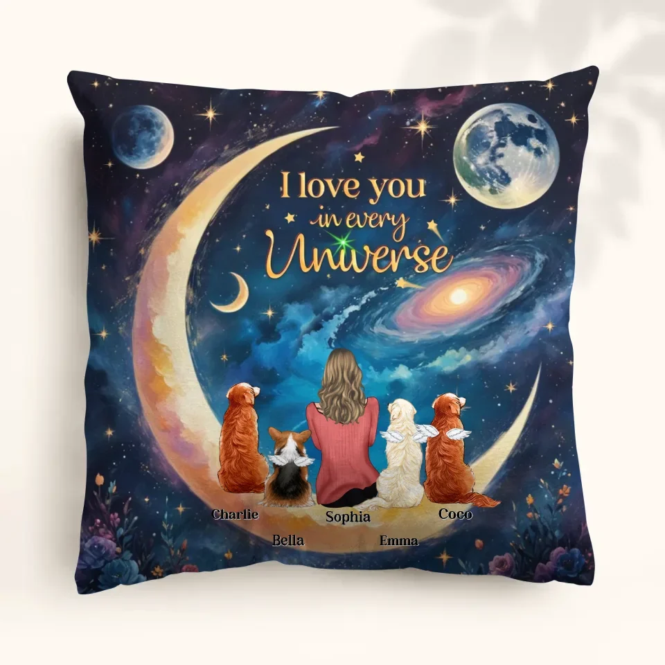 Personalized Pet Mom/Dad Pillow Cover - Up to 4 Pets - I Love You In Every Universe