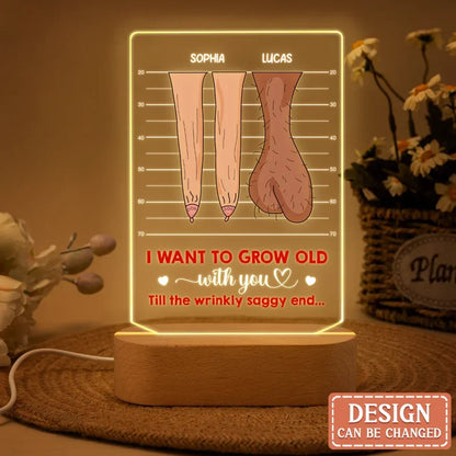 Personalized Couple Acrylic Panel with Lighted Stand - Valentine' Day Gift Idea - Love Is Supporting Each Other In Old Age