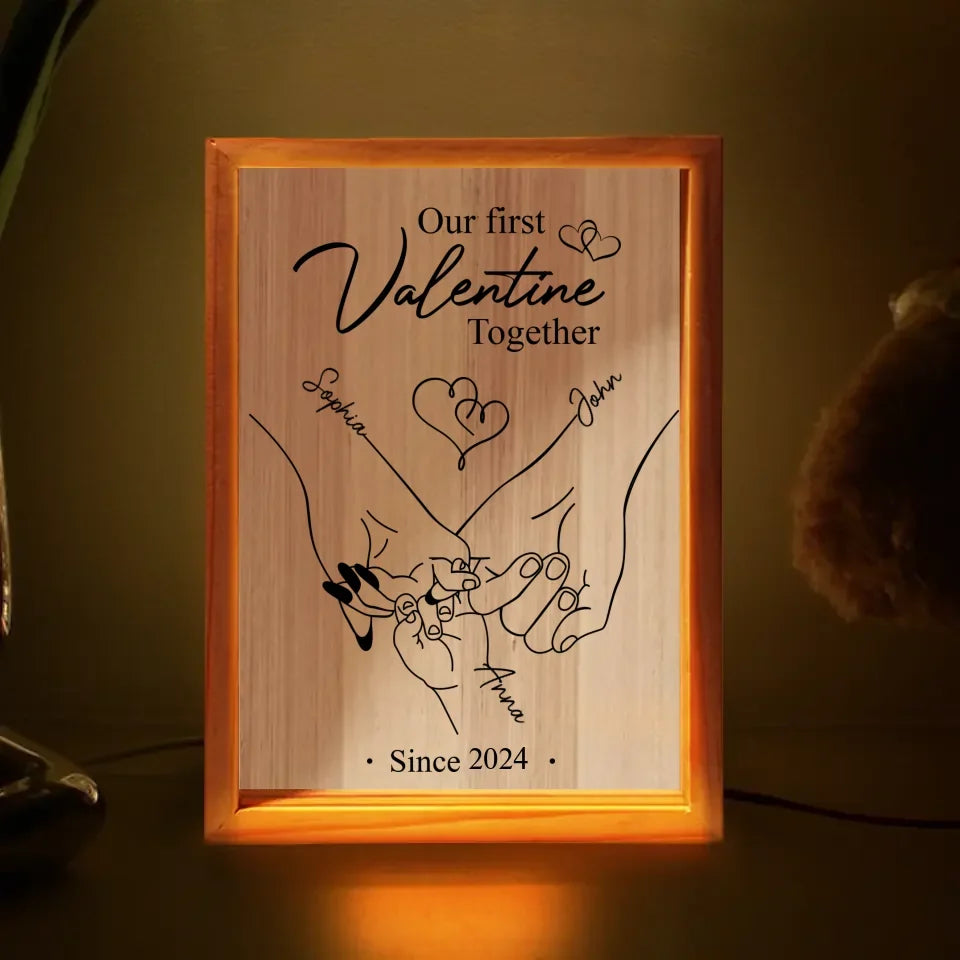 Personalized Couple Frame Light Box - Valentines Gift Idea For Couple - Our First Valentine Together