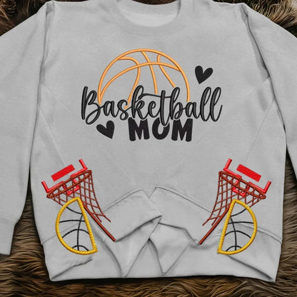 Basketball Mom Side Bow Embroidered Sweatshirt - Gift Idea For Mom/ Mother's Day