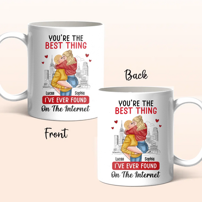 Personalized Couple Coffee Mug - Valentine Gift Idea For Couple - You're The Best Thing I've Ever Found On The Internet