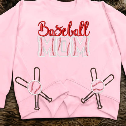 Baseball Mom Side Bow Embroidered Sweatshirt - Gift Idea For Mom/ Mother's Day