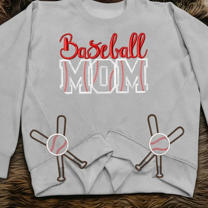Baseball Mom Side Bow Embroidered Sweatshirt - Gift Idea For Mom/ Mother's Day