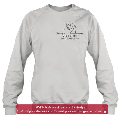 Personalized Couple Portrait Embroidered T-shirt/Sweater/Hoodie - Photo To Line Drawing - Valentine's Day/Anniversary Gift Idea For Couple - You & Me Together Since