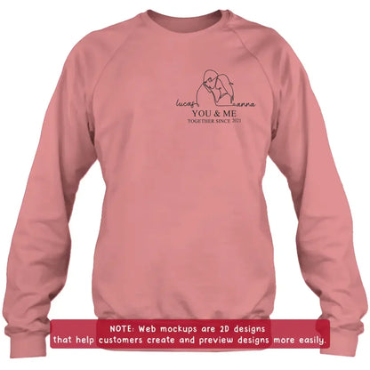 Personalized Couple Portrait Embroidered T-shirt/Sweater/Hoodie - Photo To Line Drawing - Valentine's Day/Anniversary Gift Idea For Couple - You & Me Together Since