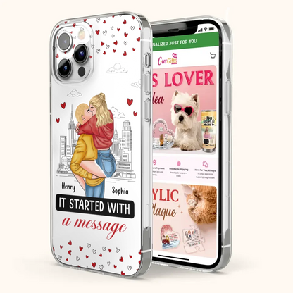 Custom Personalized Couple Phone Case For iPhone/ Samsung - Gift Idea For Couple - It Started With A Message