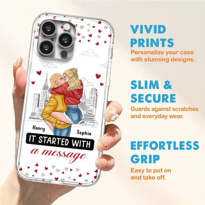 Custom Personalized Couple Phone Case For iPhone/ Samsung - Gift Idea For Couple - It Started With A Message