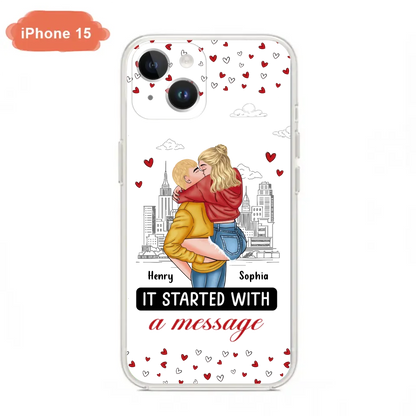 Custom Personalized Couple Phone Case For iPhone/ Samsung - Gift Idea For Couple - It Started With A Message