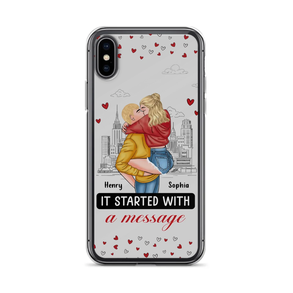 Custom Personalized Couple Phone Case For iPhone/ Samsung - Gift Idea For Couple - It Started With A Message