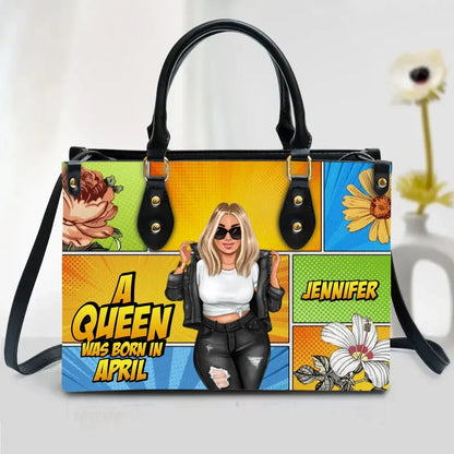 Personalized A Queen PU Leather Handbag With Long Straps - Mother's Day/Birthday Gift Idea For Grandma/Mom/Daughter