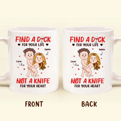 Personalized Funny Couple Coffee Mug - Valentine's Day Gift Idea For Husband/Wife - Not A Knife For Your Heart