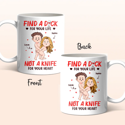 Personalized Funny Couple Coffee Mug - Valentine's Day Gift Idea For Husband/Wife - Not A Knife For Your Heart