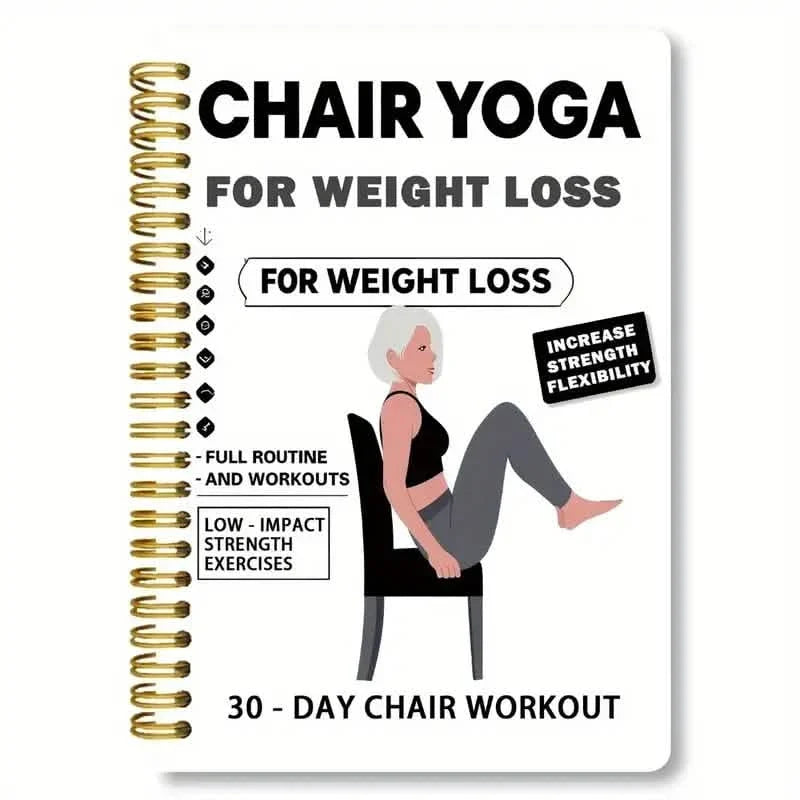 30-Day Chair Yoga Notebook | 15-Min Daily Workouts & Guide