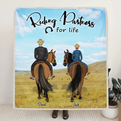 Personalized Riding Horse Blanket - Best Gift For Father's Day - Father Up to 2 Kids - Riding Partners For Life
