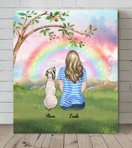 Personalized Dog Mom/Dog Dad Canvas - Man/Woman/Couple With Up to 4 Dogs - Best Gift Idea For Wall Art Decoration