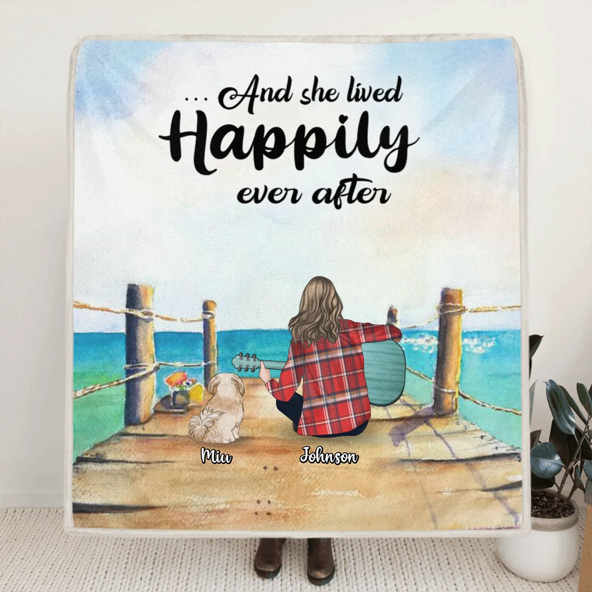 Personalized Dog Mom, Dog Dad With Guitar Quilt/Fleece Blanket - Best Gift Idea For Guitar Lovers - Up to 3 Dogs - I Play Guitars And I Know Things