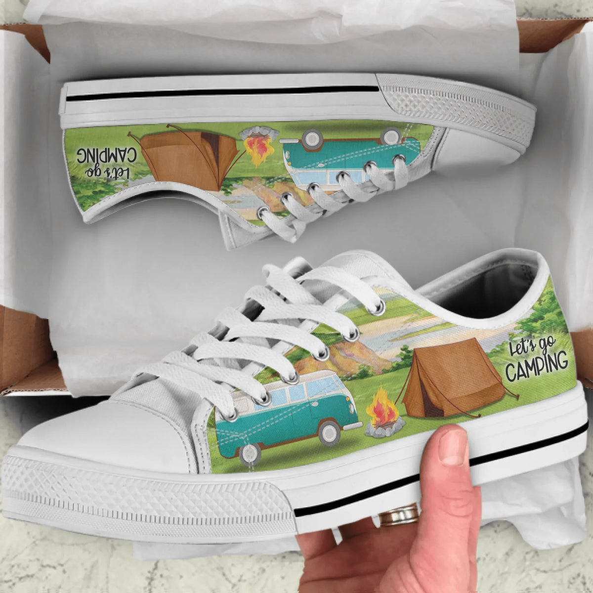 Personalized Camping Sneakers - Best Gift For Camping Lovers - Let's Go Camping - J0HKN6