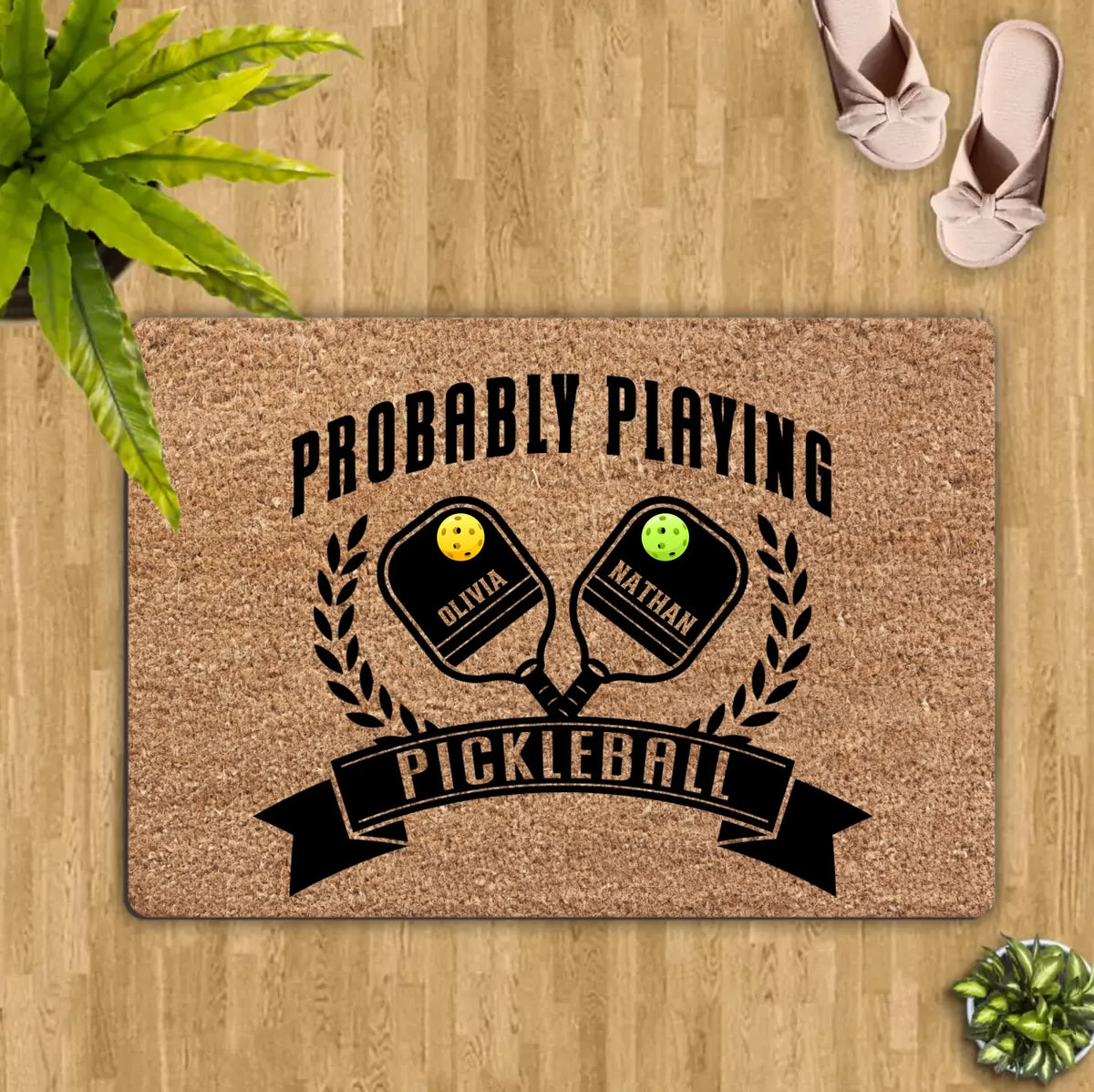 Personalized Pickleball Couple Doormat - Valentine's Day Gift Idea For Couple