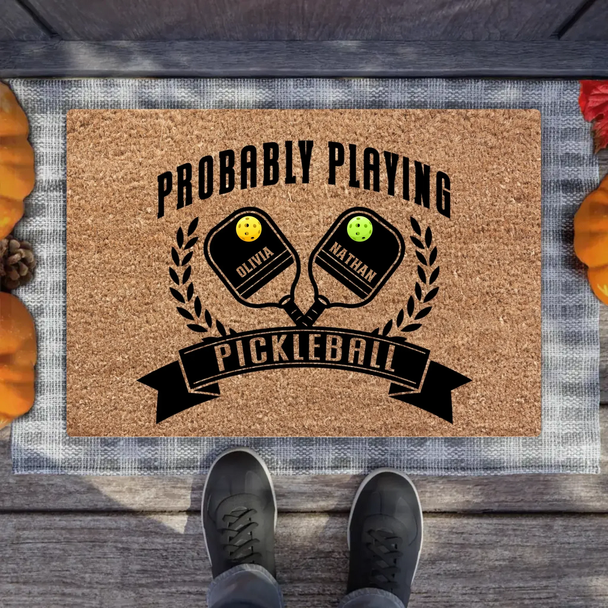 Personalized Pickleball Couple Doormat - Valentine's Day Gift Idea For Couple