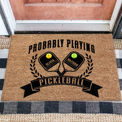 Personalized Pickleball Couple Doormat - Valentine's Day Gift Idea For Couple