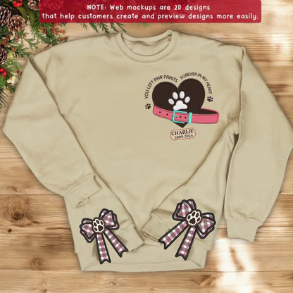 Personalized Dog Memorial Side Bow Split Embroidered Sweatshirt - Memorial Gift Idea For Dog Owners