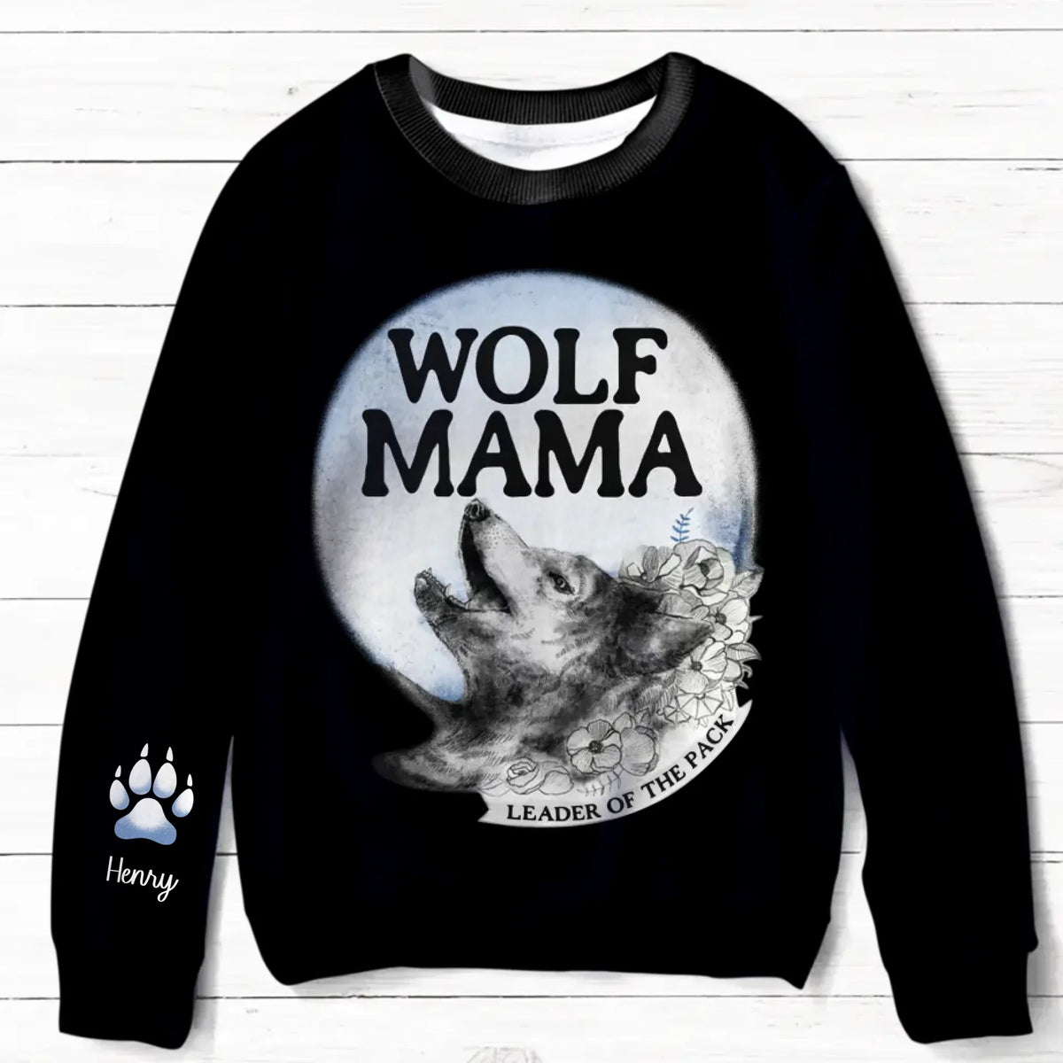 Personalized Wolf AOP Sweater - Gift Idea For Mother's Day With Up To 6 Kids - Wolf Mama